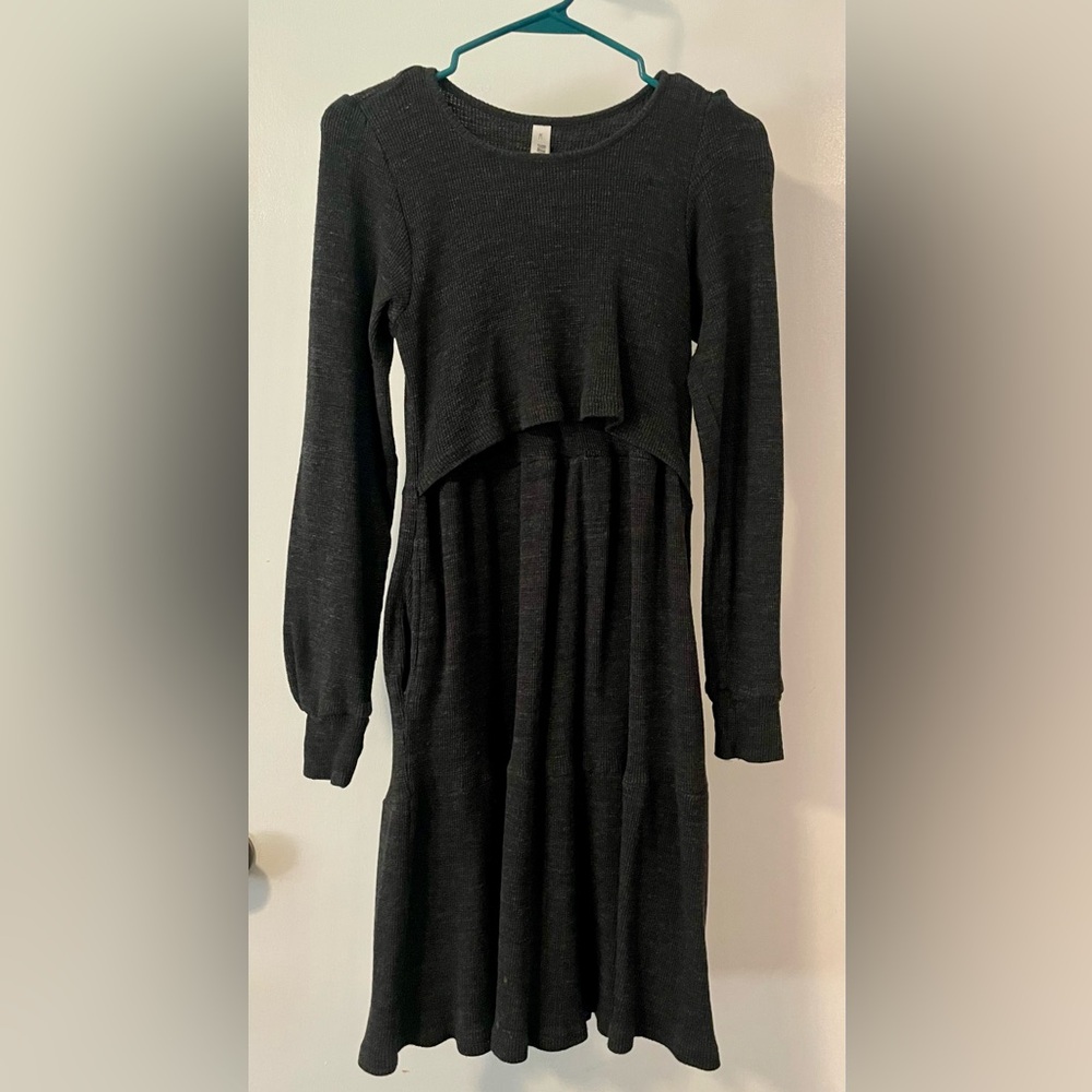 Latched Mama Waffle Knit Nursing Dress - Medium / Deep Navy